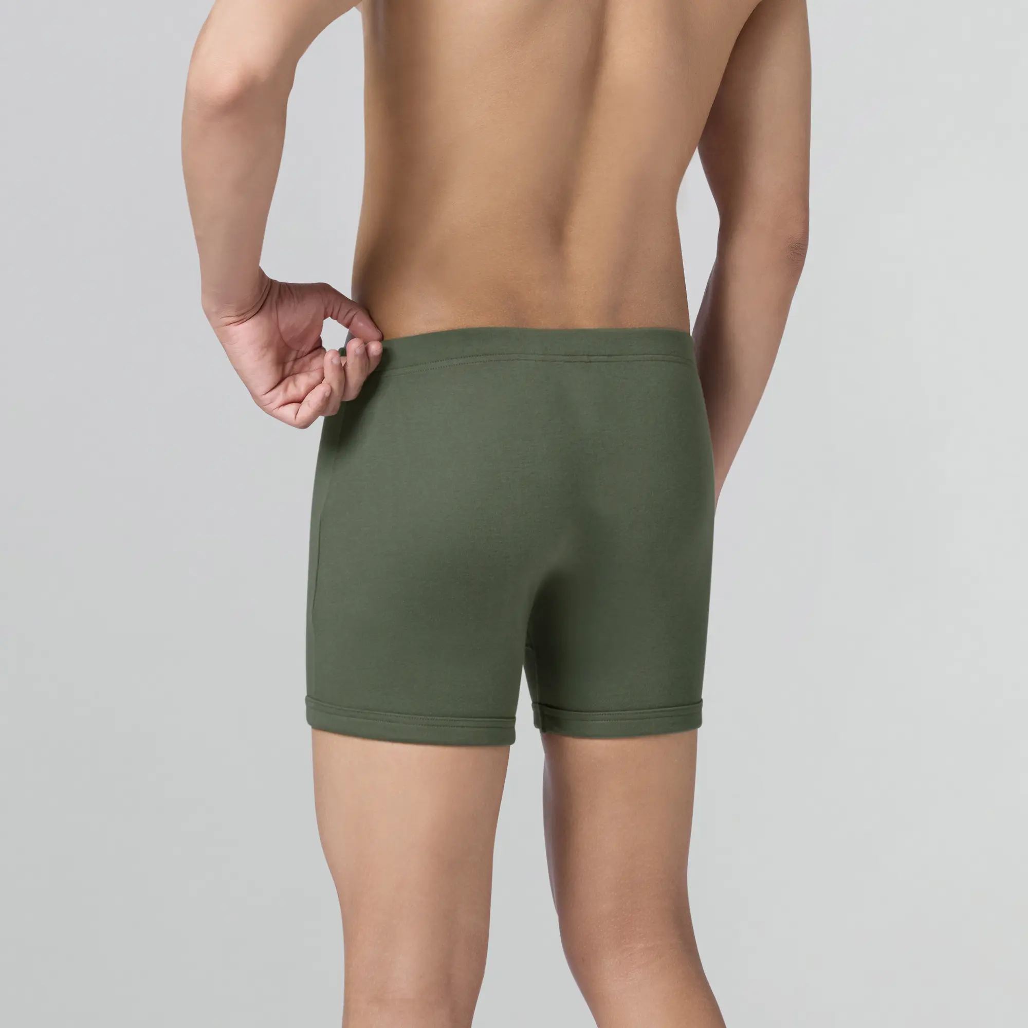 Nova Cotton Boxer Briefs (Inner Elastic) - Olive Green - Image 5