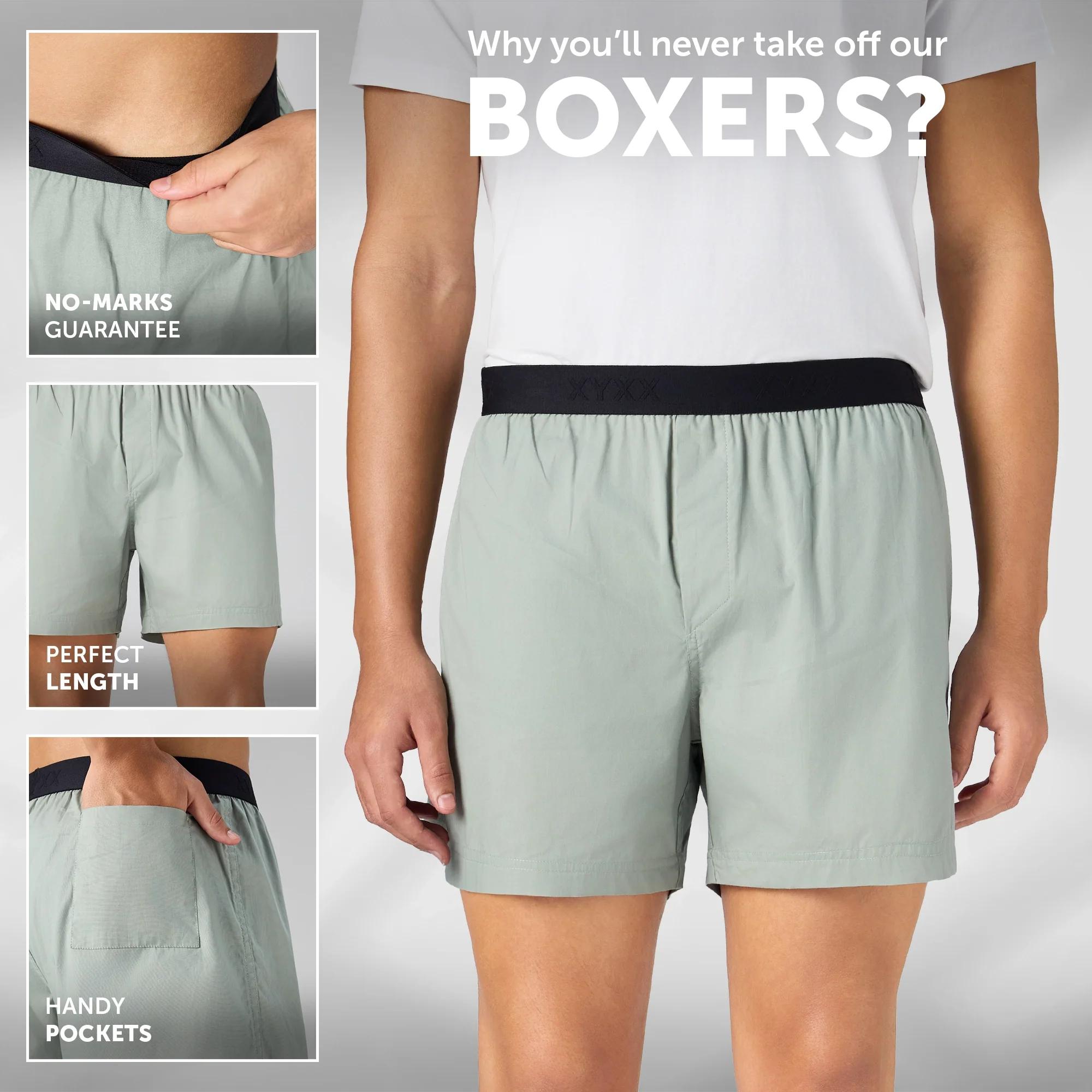 Solid Inner Boxers - Sage Green - Image 2