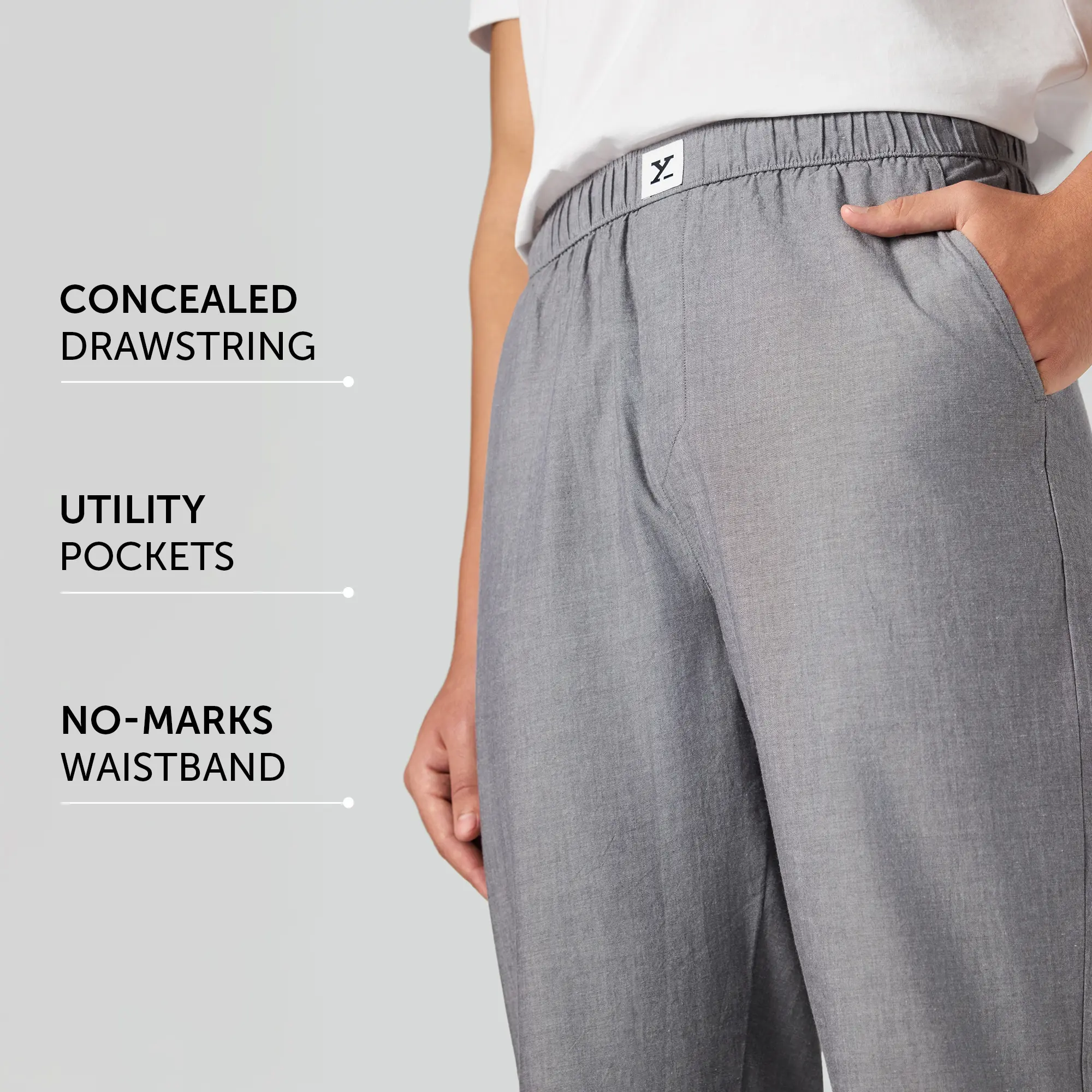 Ultra-Breathable Cotton Chambray Pyjamas - Faded Black - Image 8