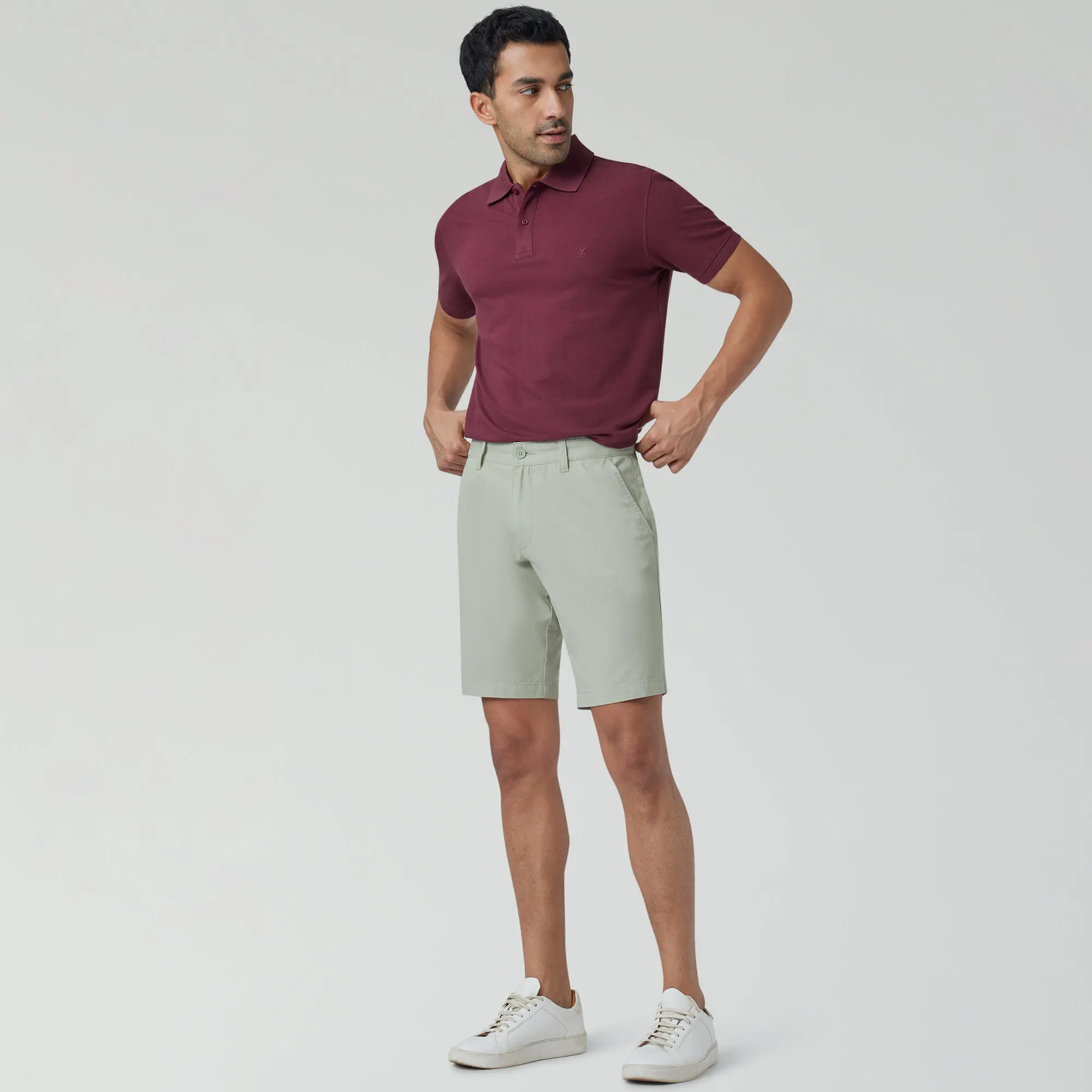 Element Cotton Chinos Shorts For Men Tea Green - Image 3