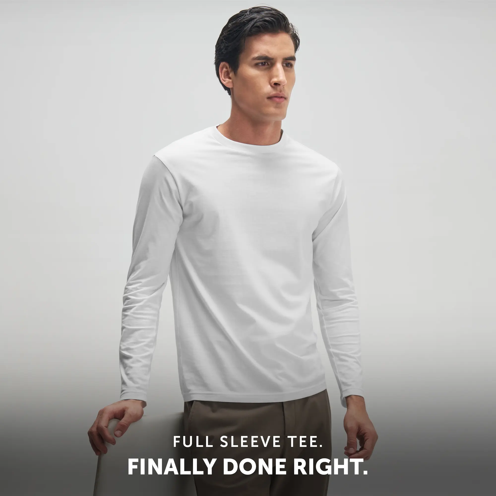 Full Sleeve Crew Neck T-Shirt - Polar White - Image 2