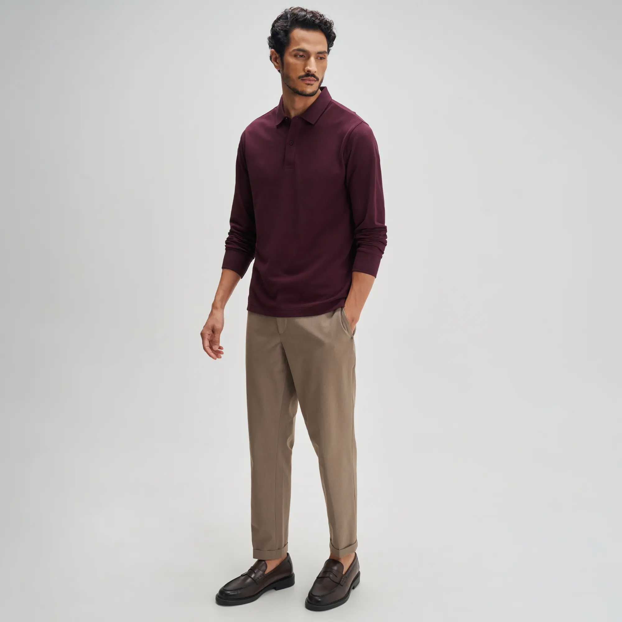 Full Sleeve Polo - Merlot Maroon - Image 5