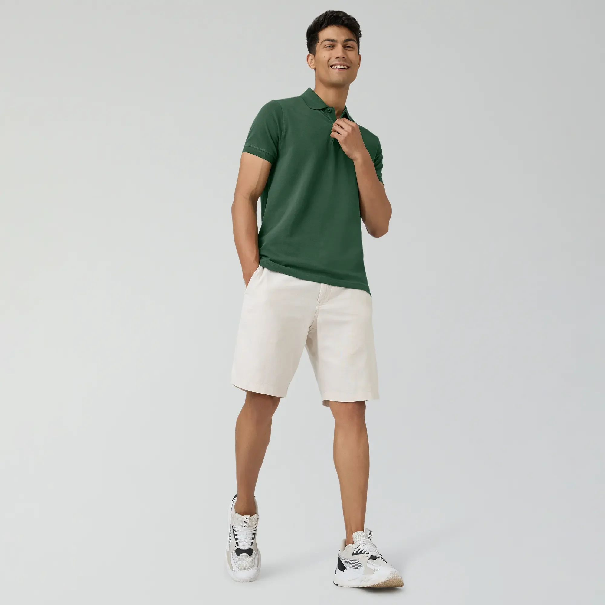Nova Combed Cotton Polo T-shirts Basil Green - Image 3