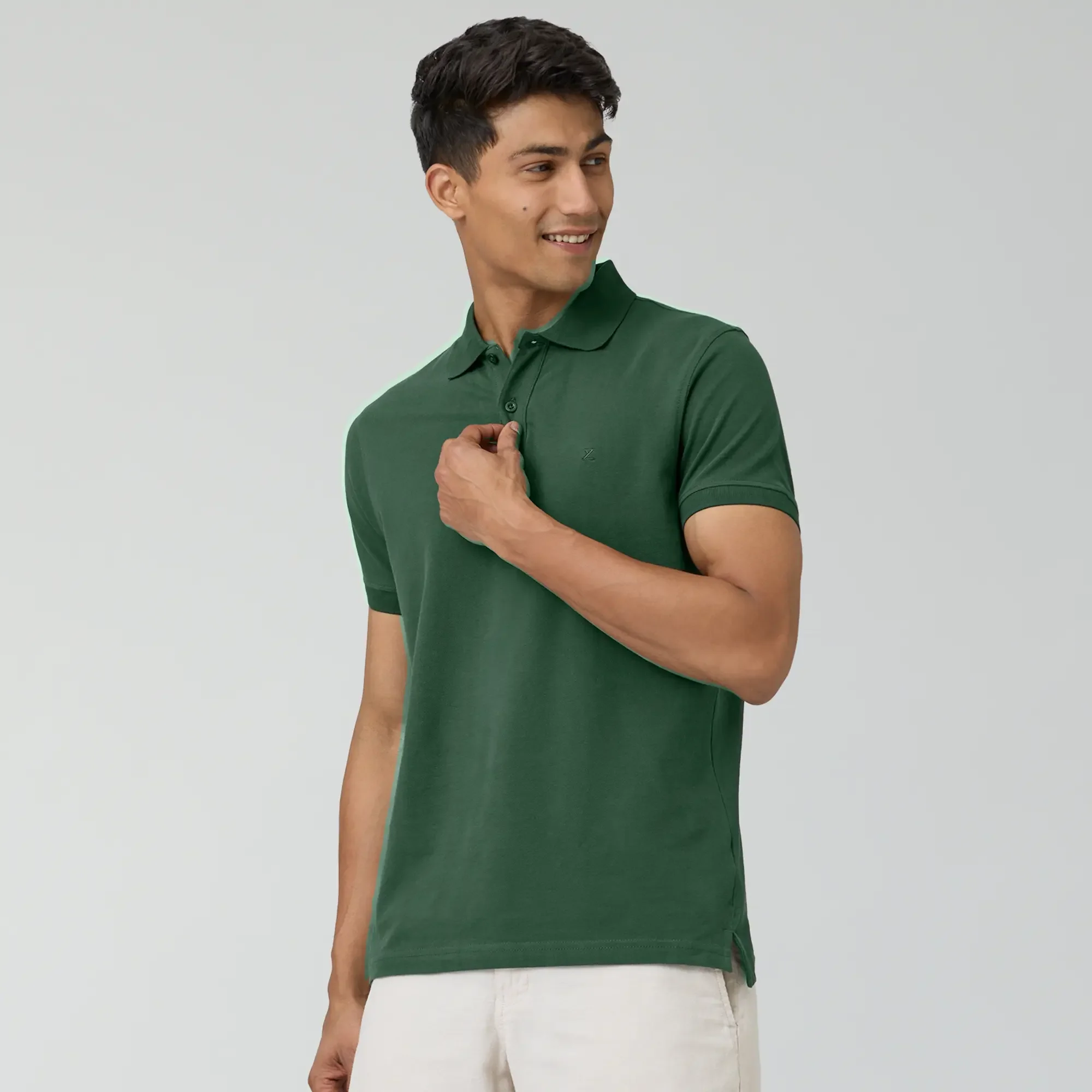 Nova Combed Cotton Polo T-shirts Basil Green - Image 4