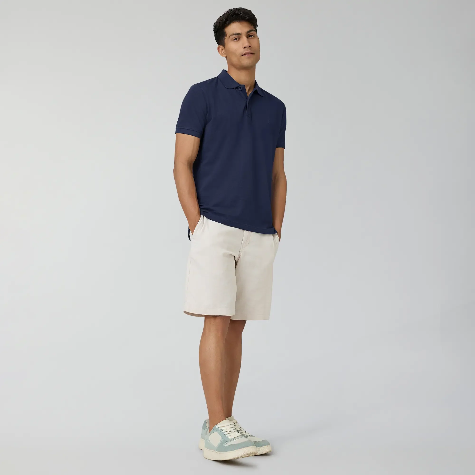 Nova Combed Cotton Polo T-shirts Midnight Blue - Image 3