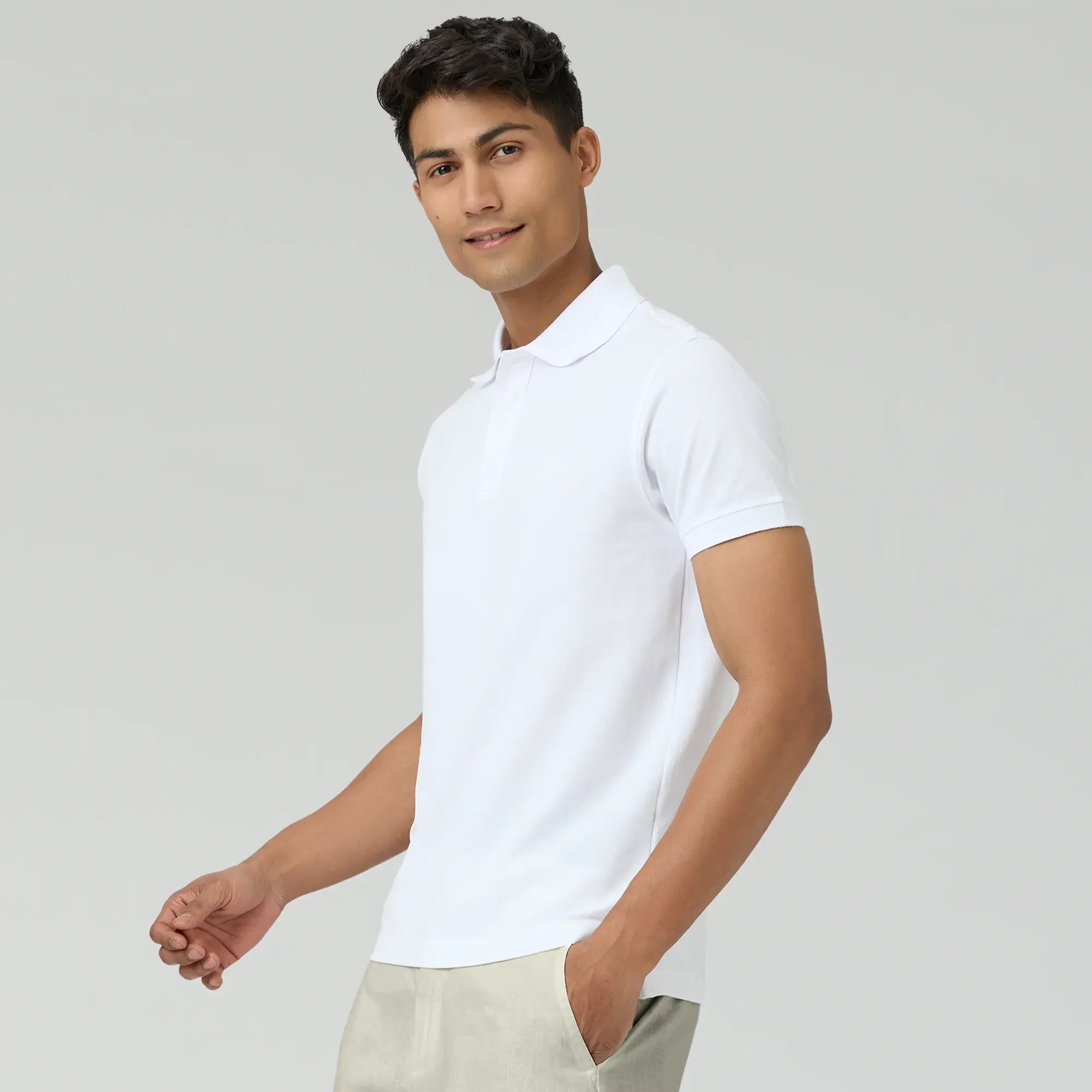 Nova Combed Cotton Polo T-shirts Polar White - Image 5
