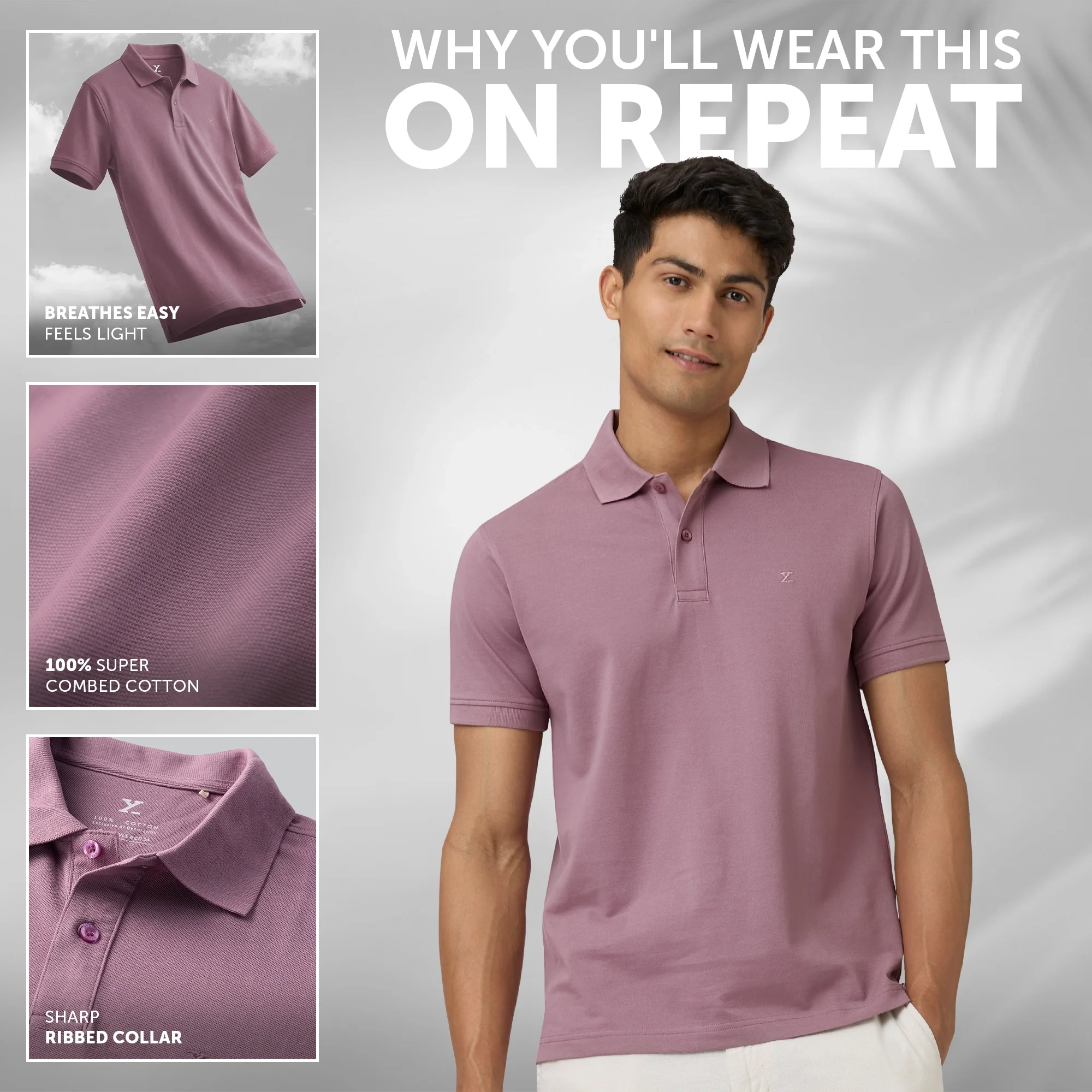 Nova Combed Cotton Polo T-shirts Rose Blush - Image 2