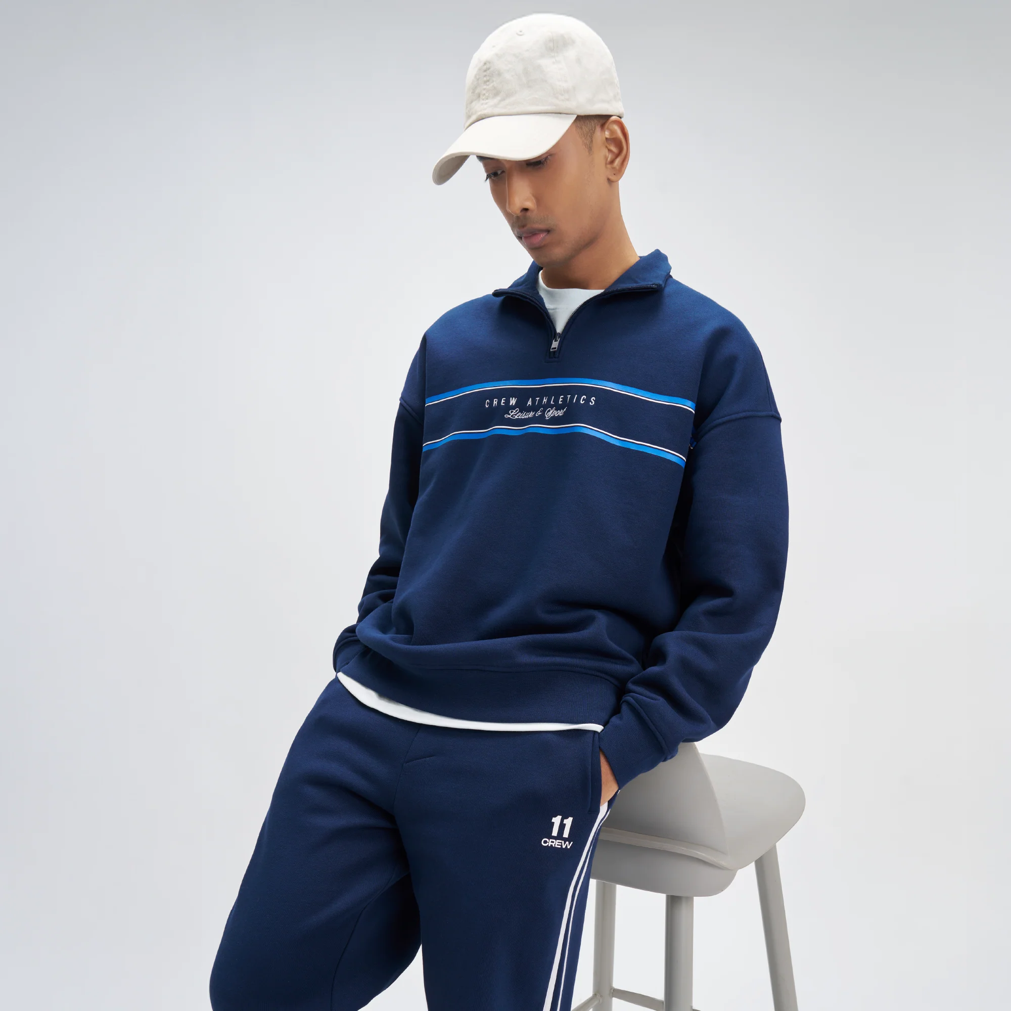 Crew Oversized Half-Zip Sweatshirt - Blue Nights - Image 3