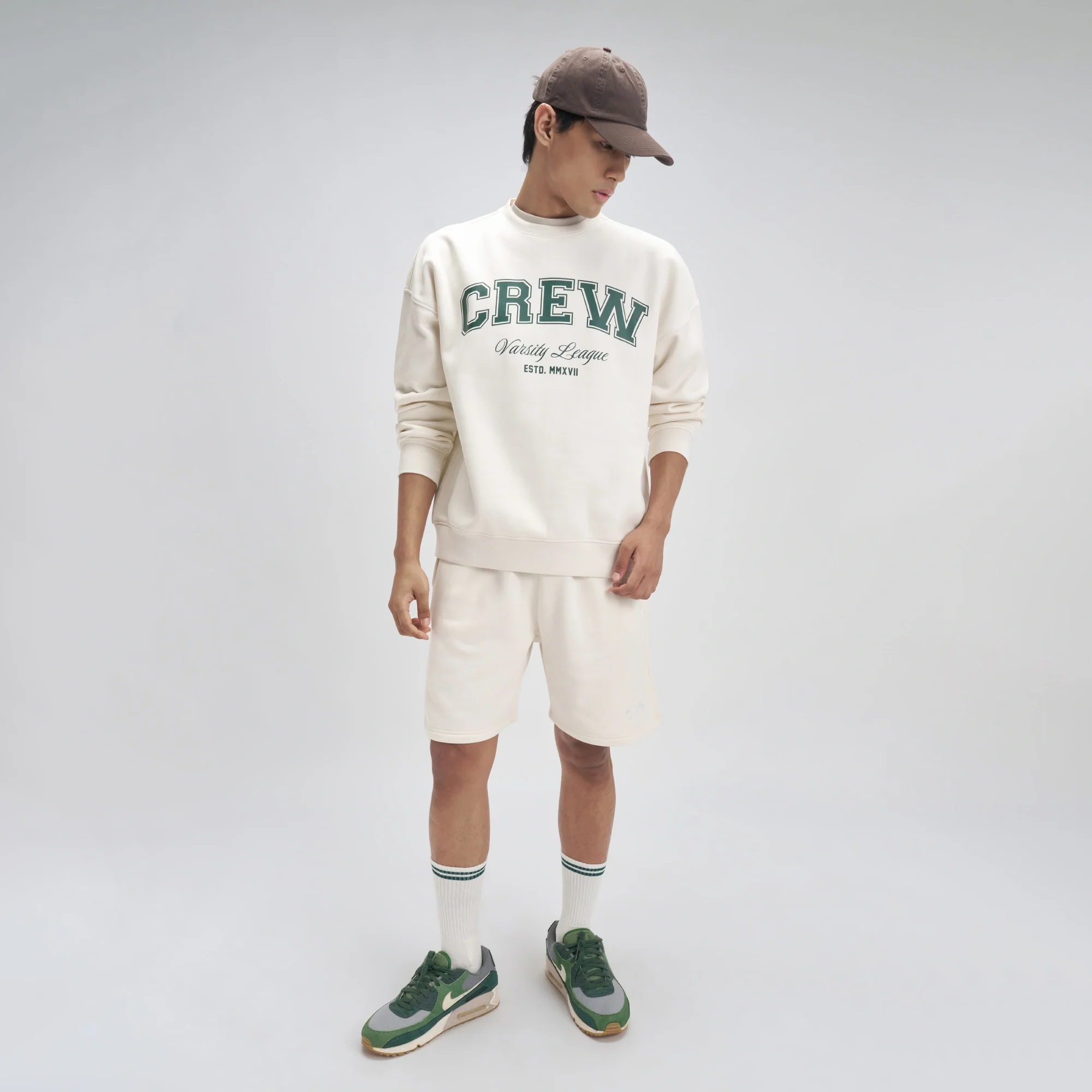 Crew Oversized Round Neck Sweatshirt - Frost White - Image 2