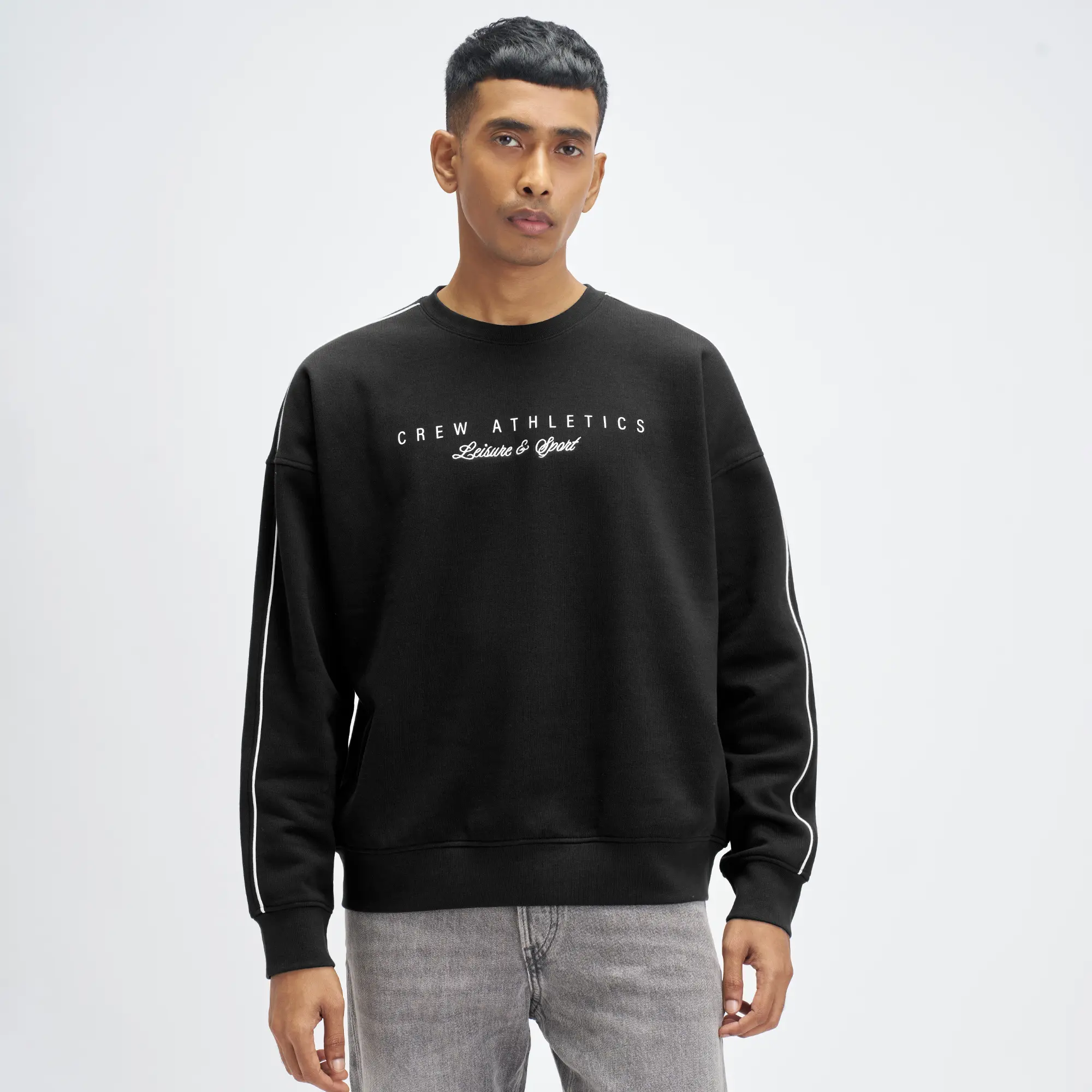 Crew Oversized Round Neck Sweatshirt - Ink Black