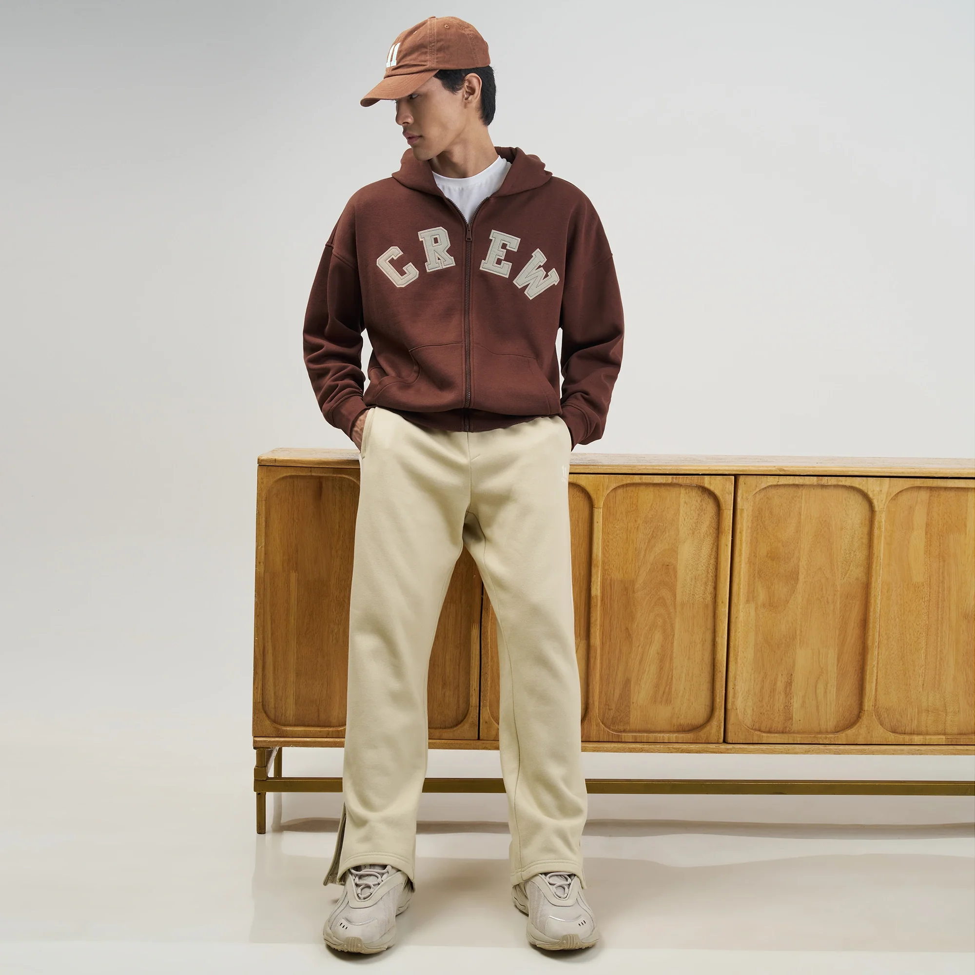 Crew Oversized Zipper Hoodie  -  Espresso Brown - Image 3
