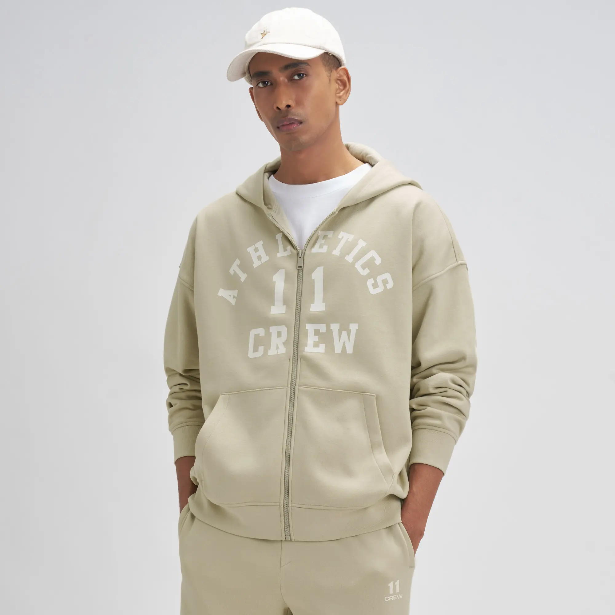 Oversized Zipper Hoodie and Trackpants Co-ord Set Minted Grey - Image 2