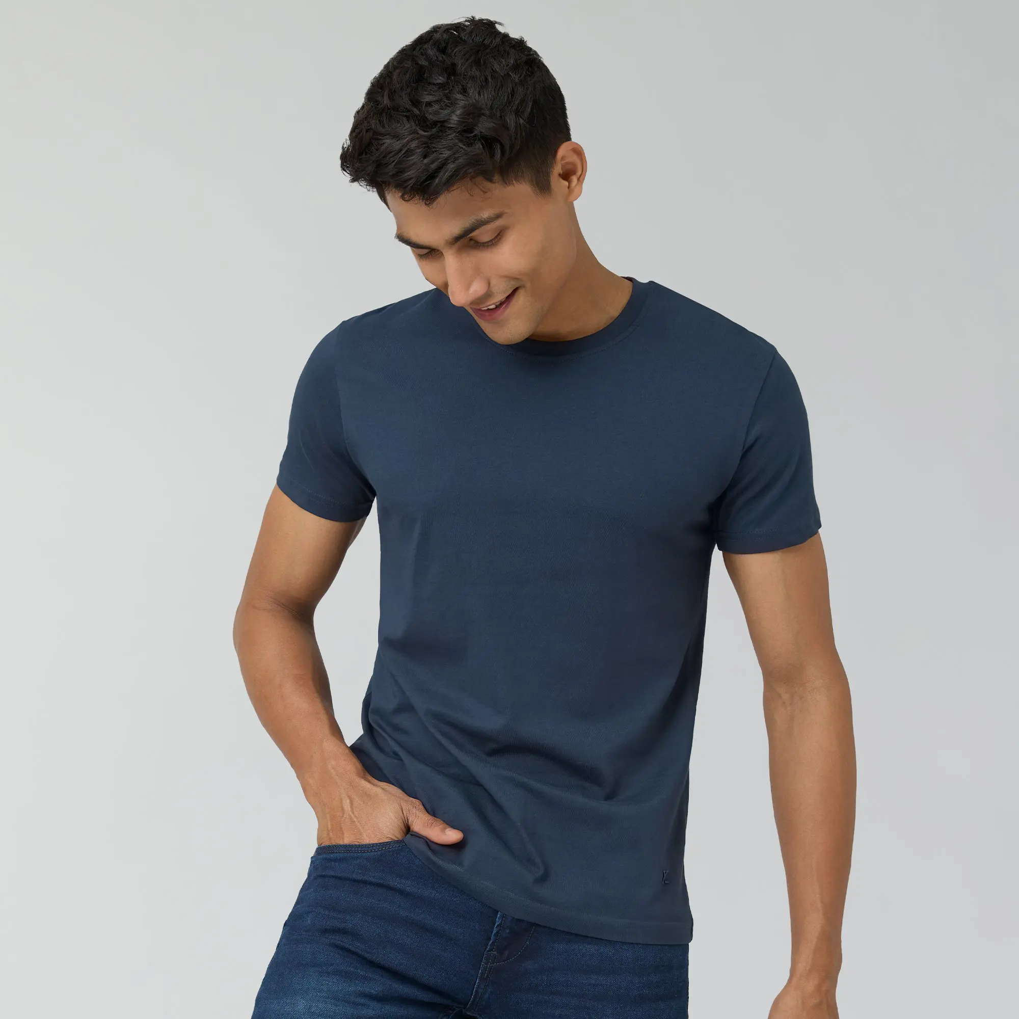 Pace Combed Cotton T-shirts Isle Blue - Image 3