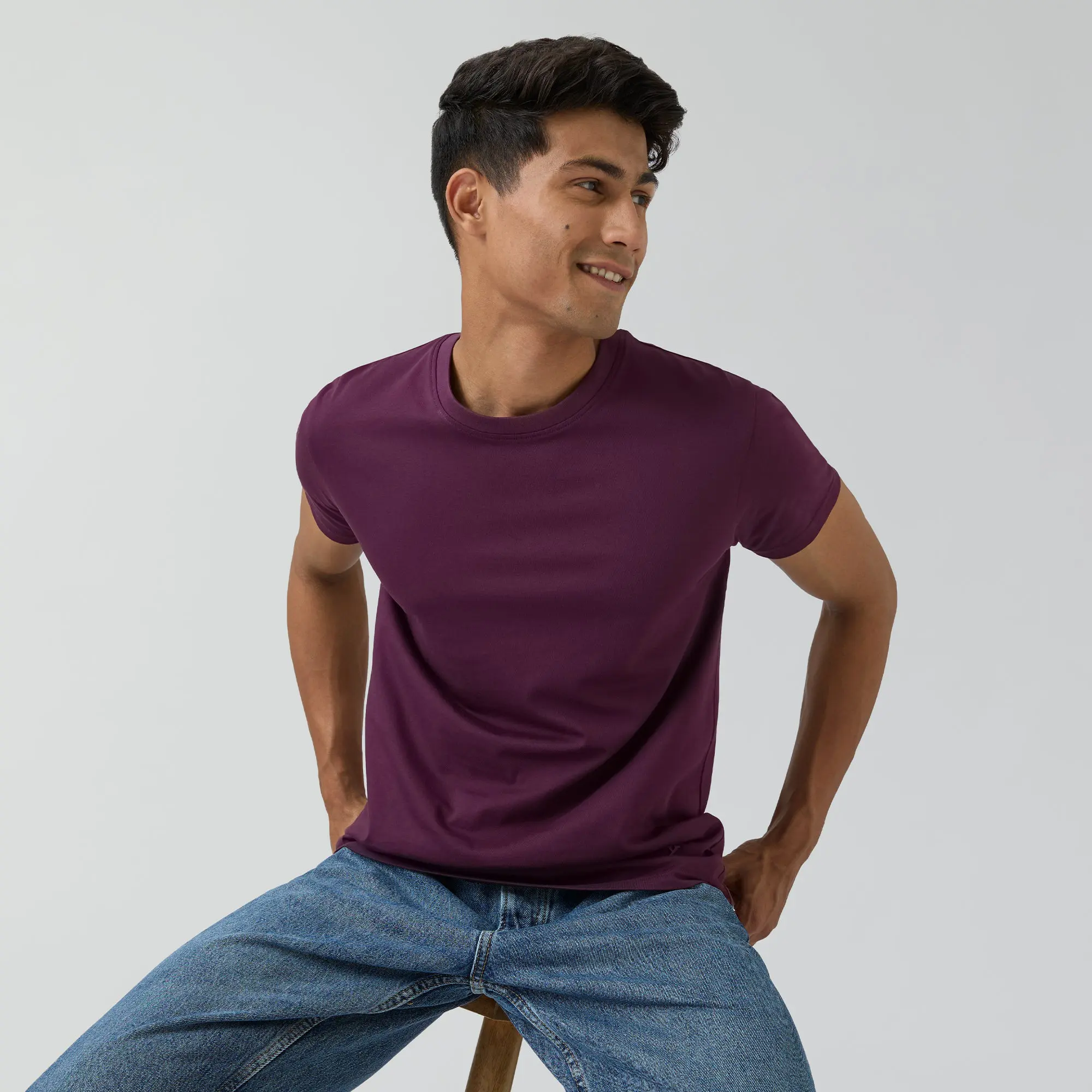 Pace Combed Cotton T-shirts Plum Red - Image 2
