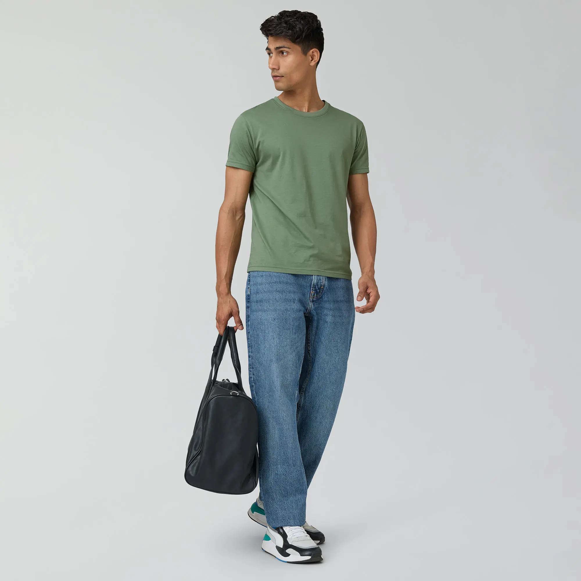 Pace Combed Cotton T-shirts Sage Green - Image 3