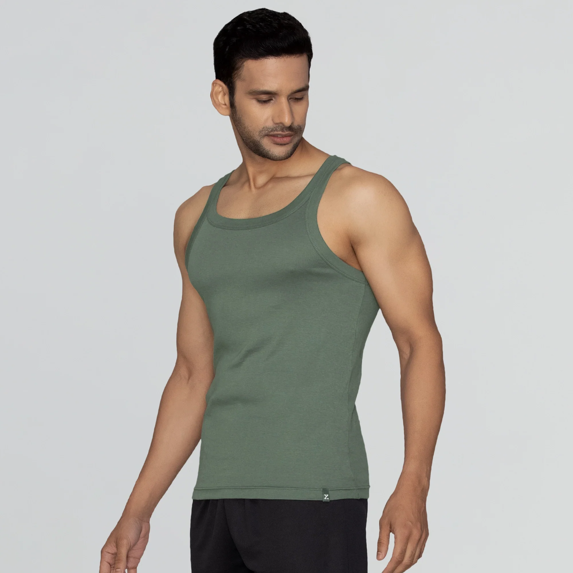 Pace Super Combed Cotton Vest Olive Green - Image 2