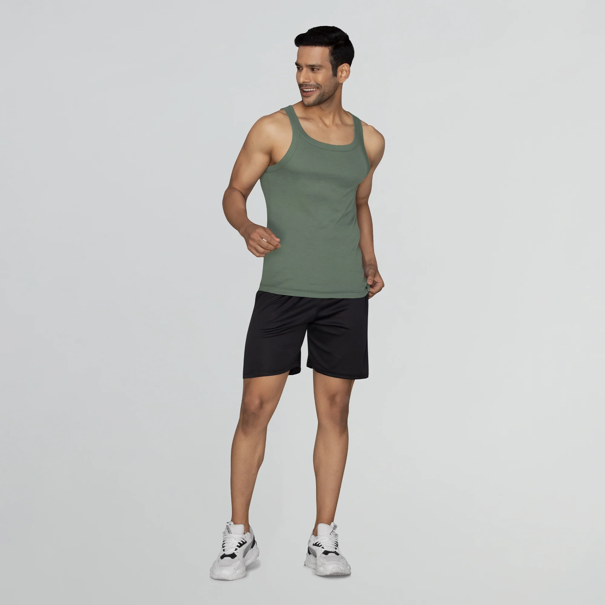 Pace Super Combed Cotton Vest Olive Green - Image 4