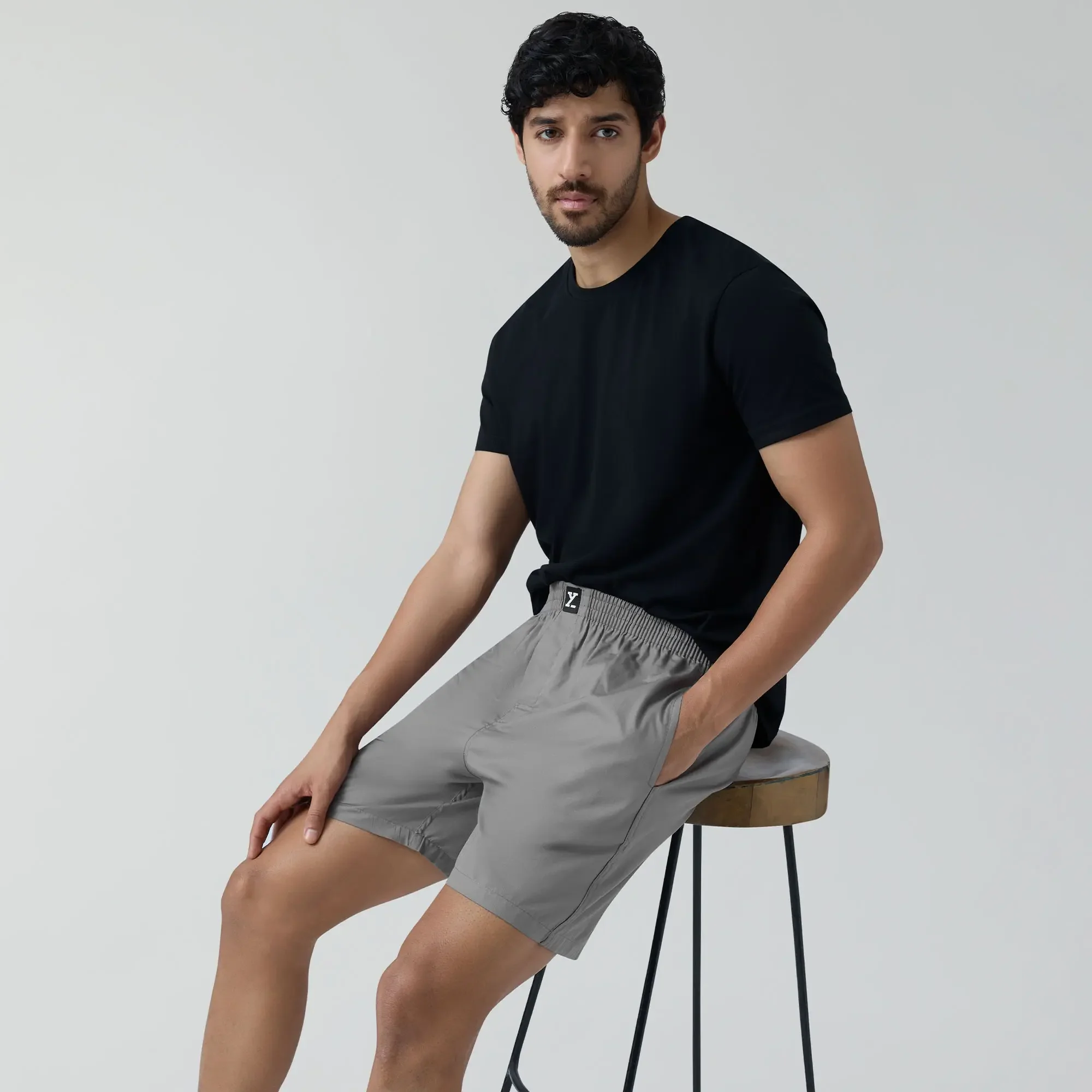 Pace Cotton Boxer Shorts Ash Grey - Image 3