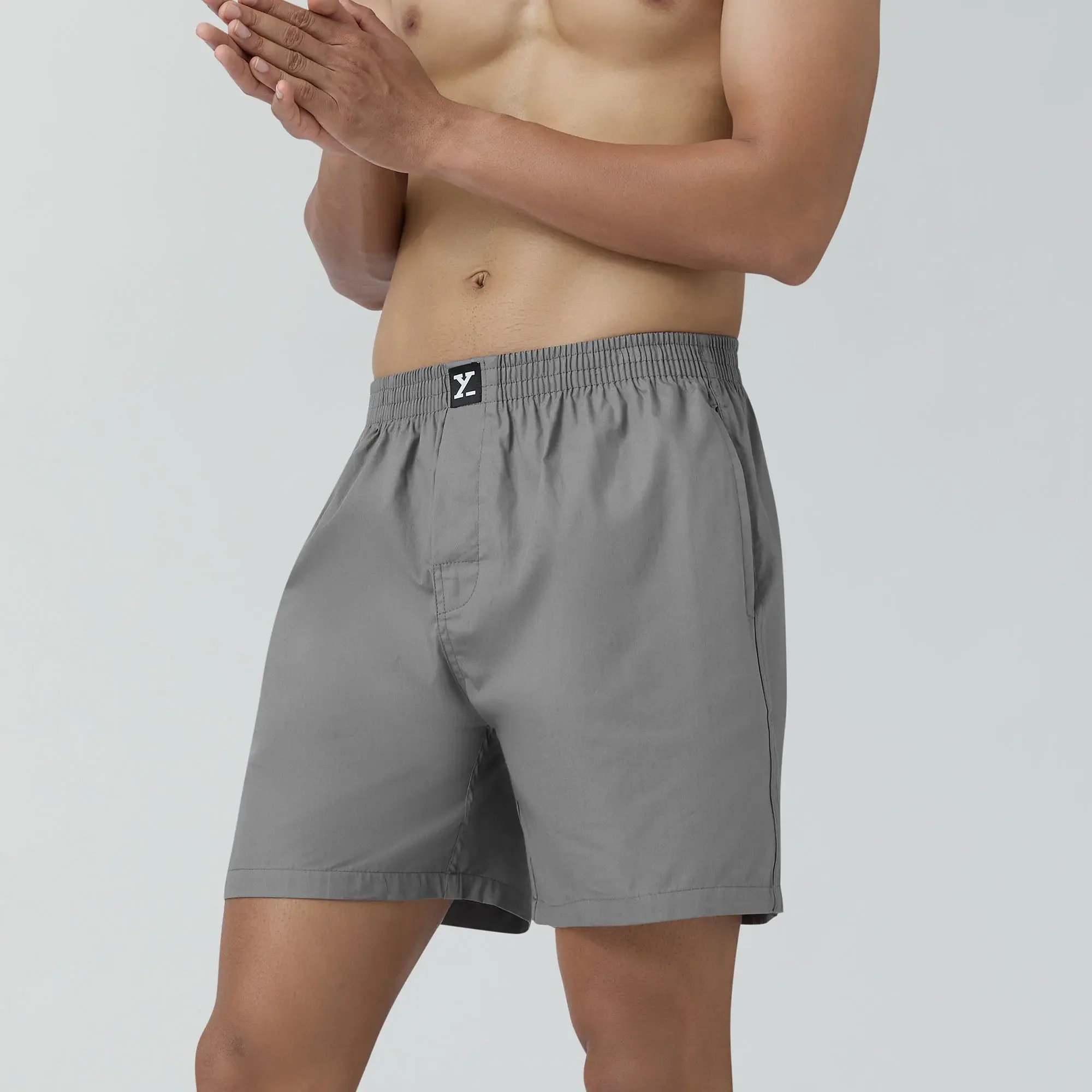 Pace Cotton Boxer Shorts Ash Grey - Image 4