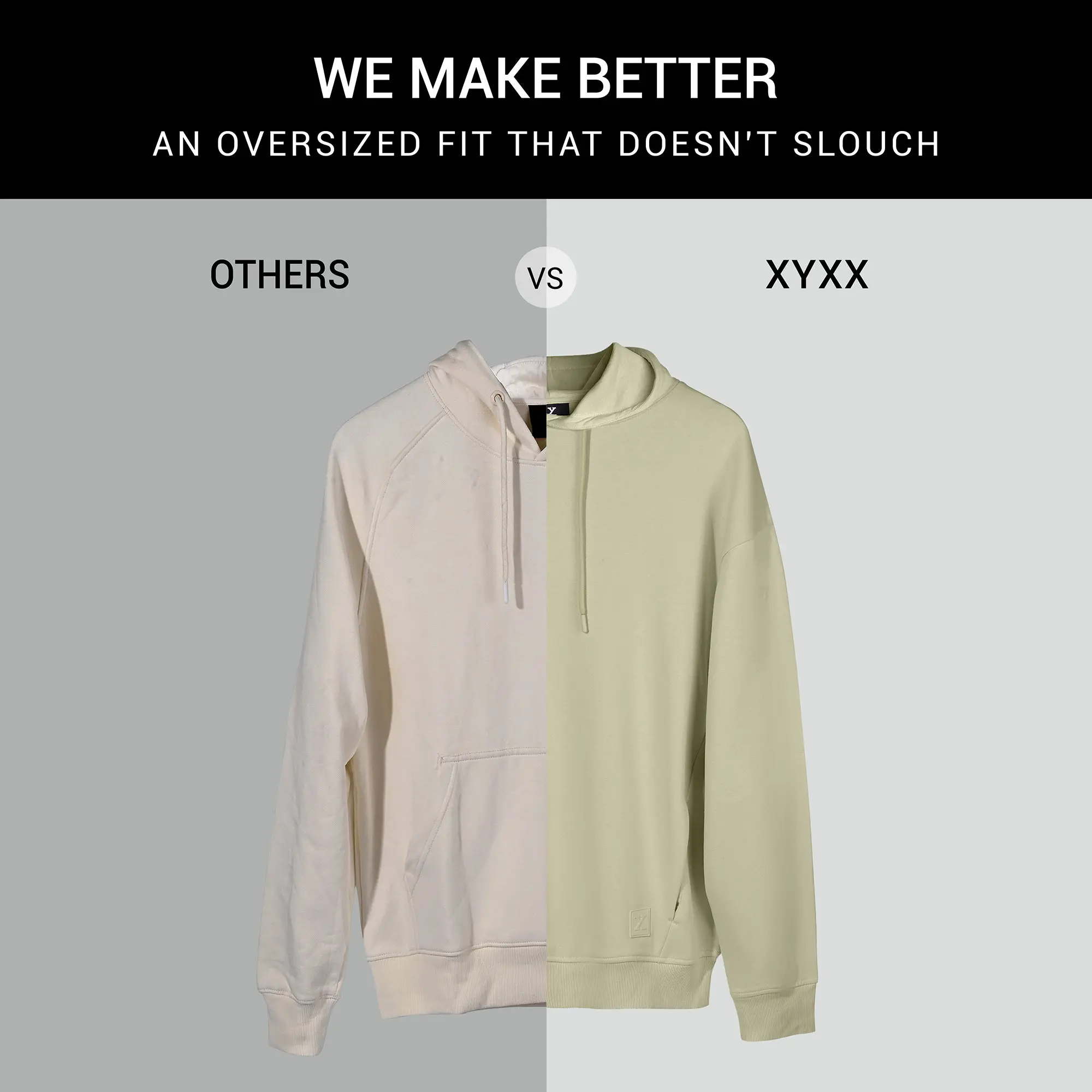 Pulse French Terry Cotton Blend Oversized Hoodies Almond White - Image 4