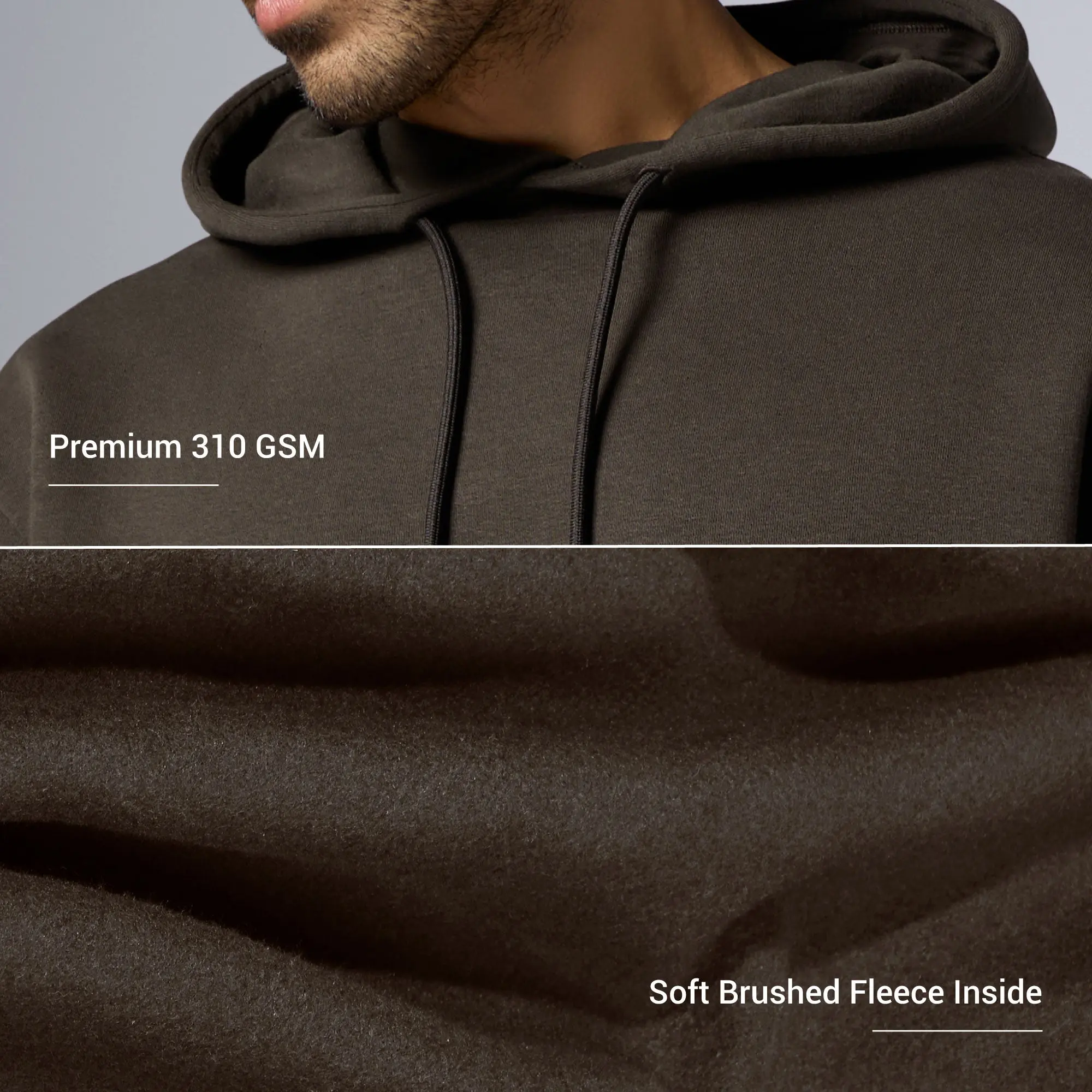 Pulse French Terry Cotton Blend Oversized Hoodies Malt Brown - Image 2