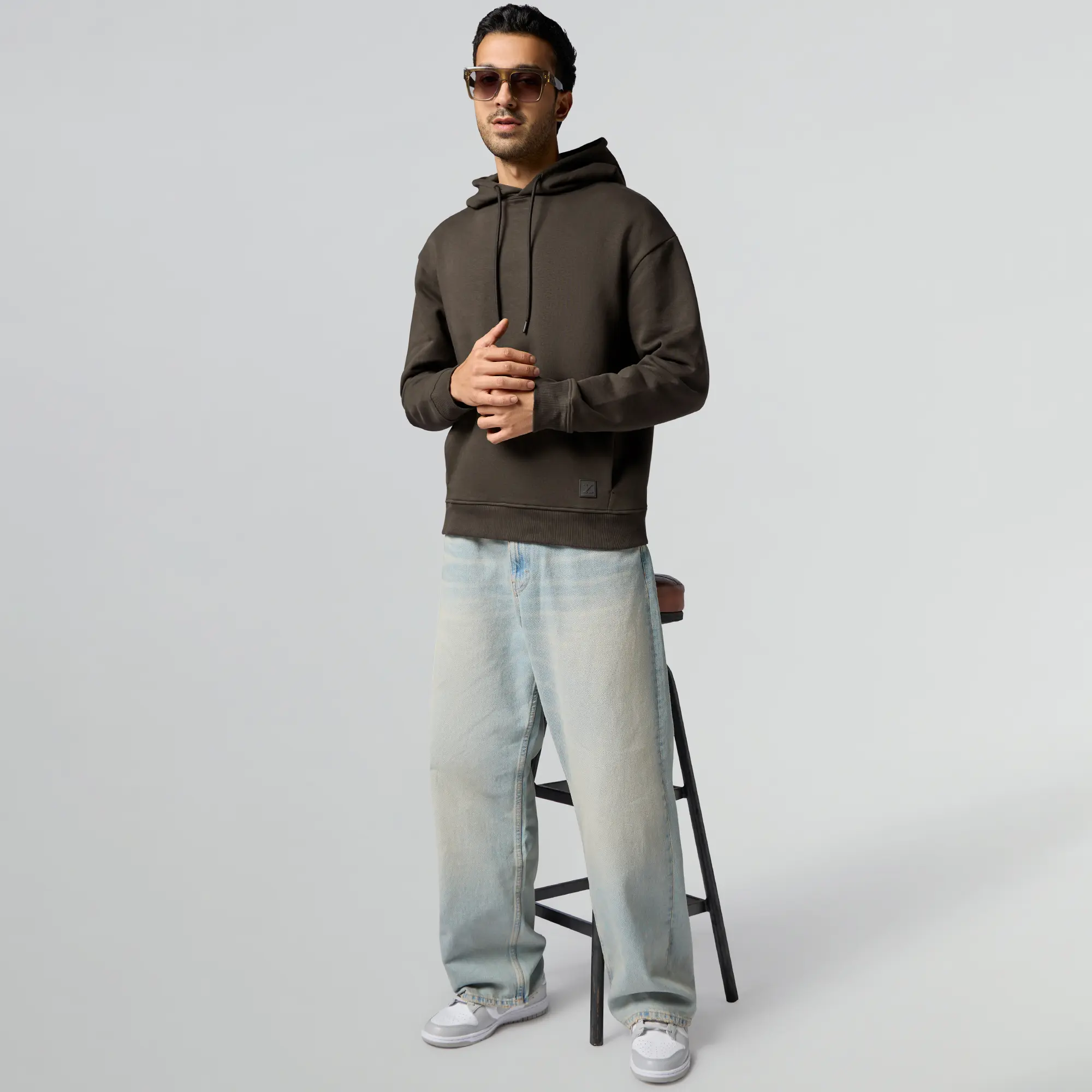 Pulse French Terry Cotton Blend Oversized Hoodies Malt Brown - Image 3