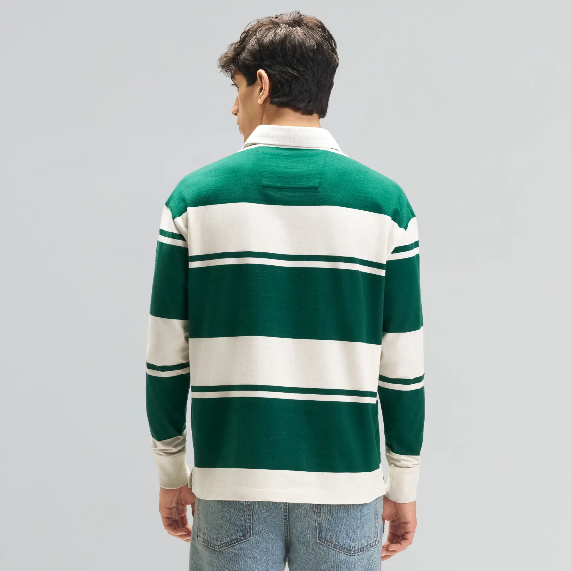 Rugby Polo T-shirt - Canvas White & Ivy Green - Image 5