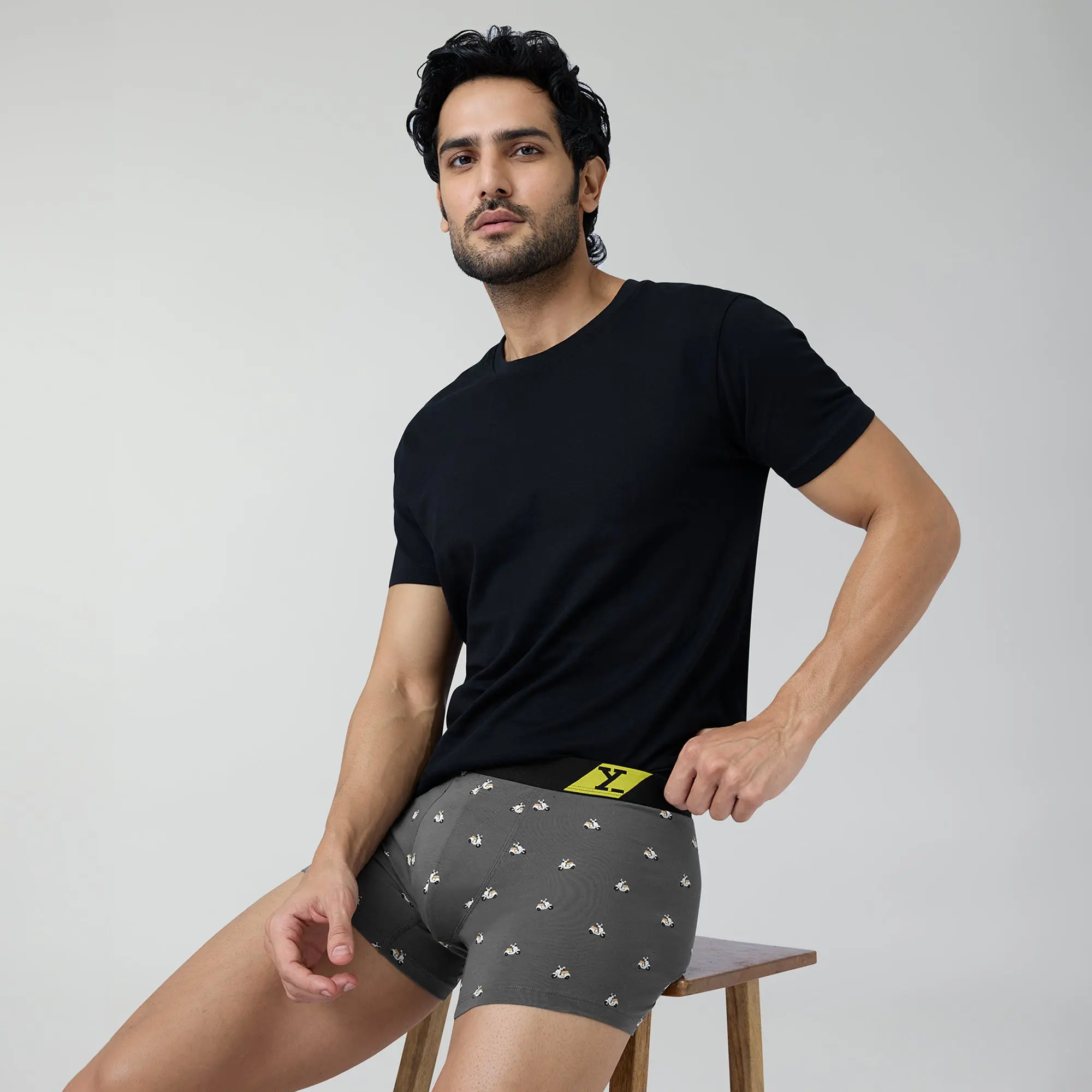 Splash Cotton Stretch Trunks Vespa Grey - Image 3