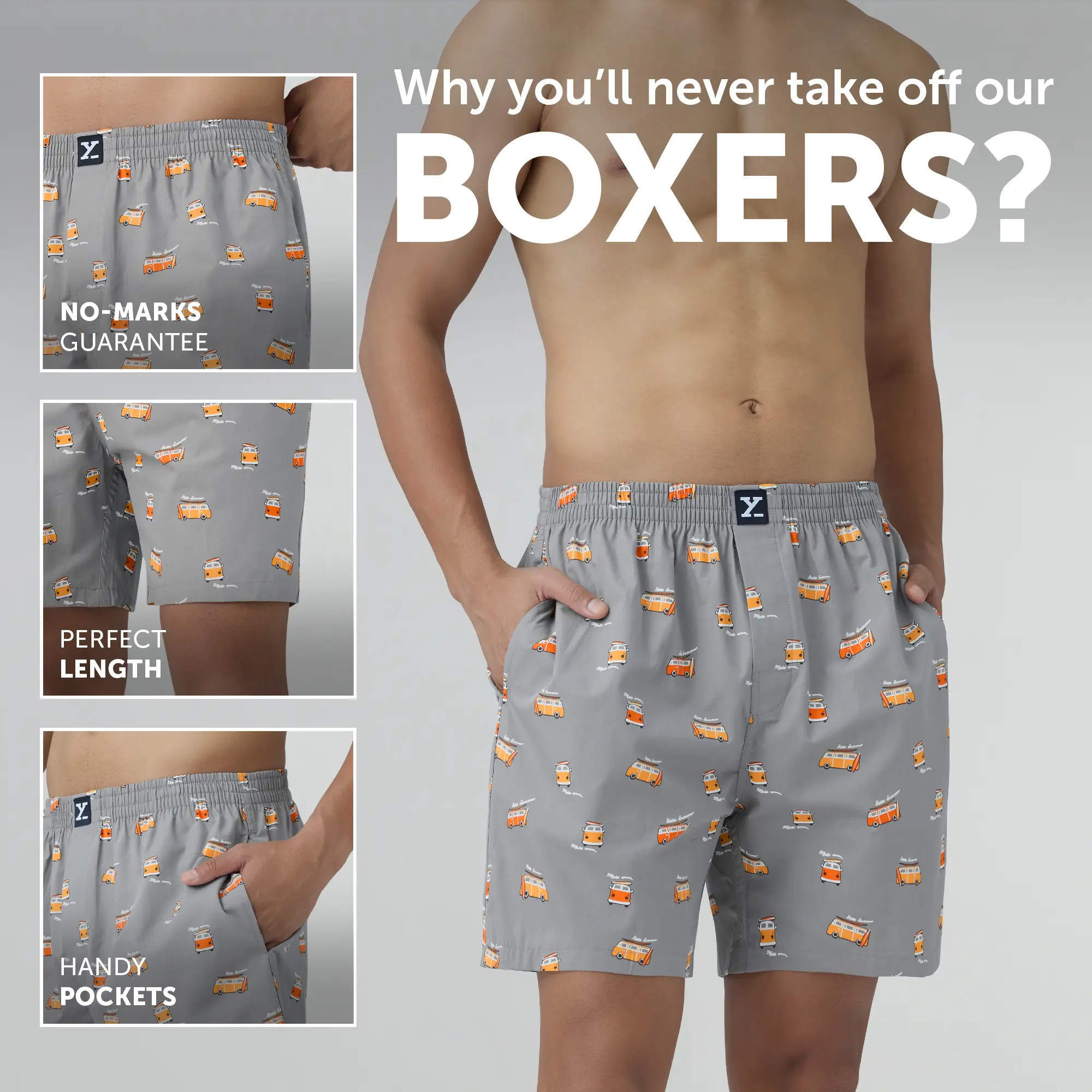 Surf Super Combed Cotton Boxer Shorts Bus Grey - Image 2