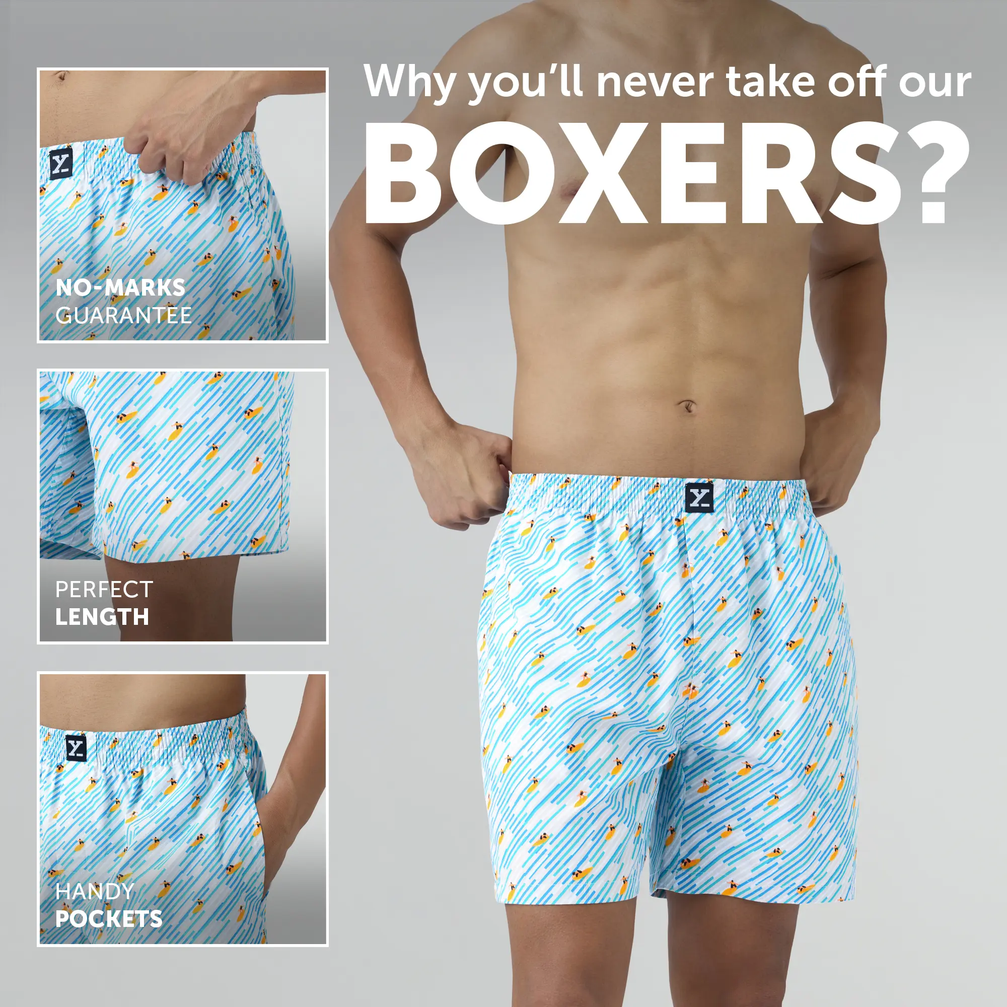 Surf Super Combed Cotton Boxer Shorts Surfing Blue - Image 2