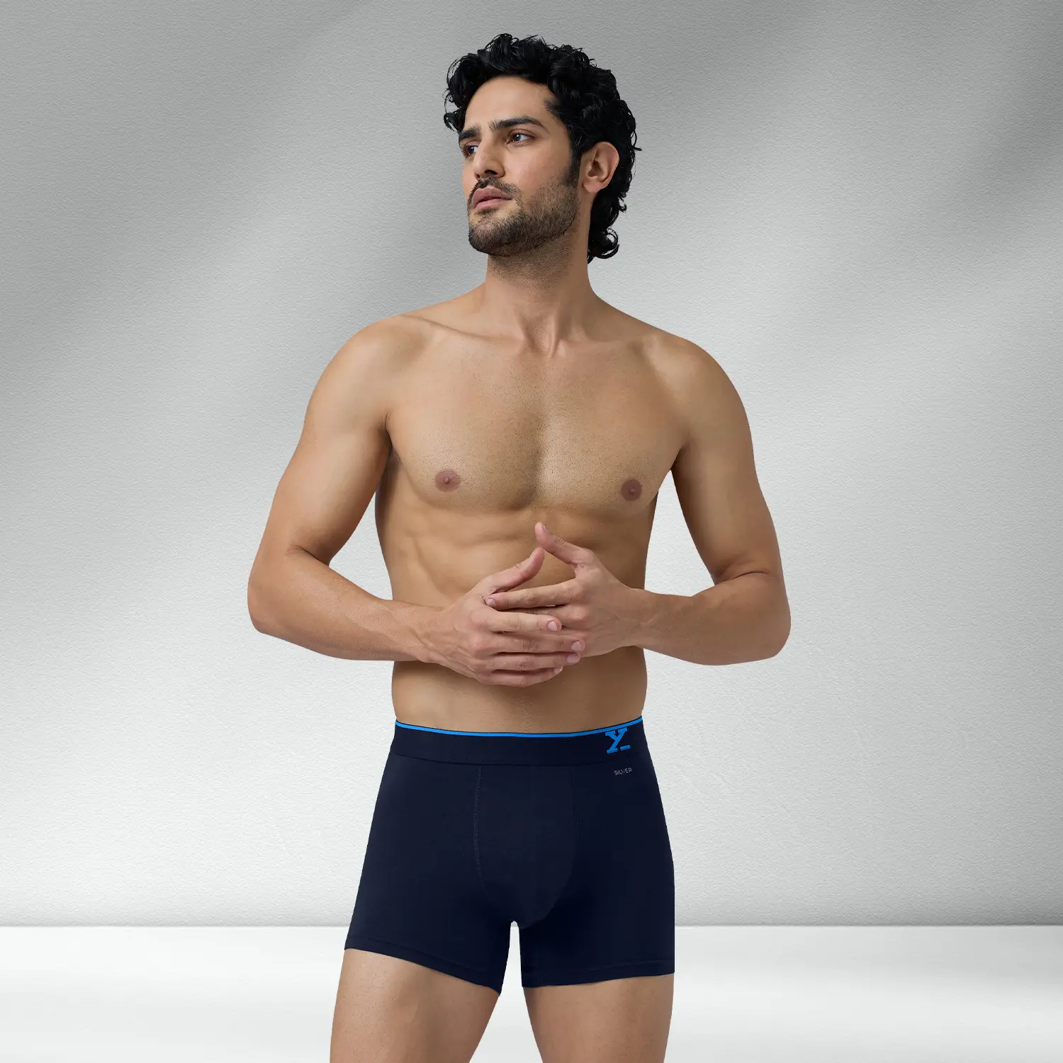 Traq Silver Cotton Trunks Midnight Blue - Image 5
