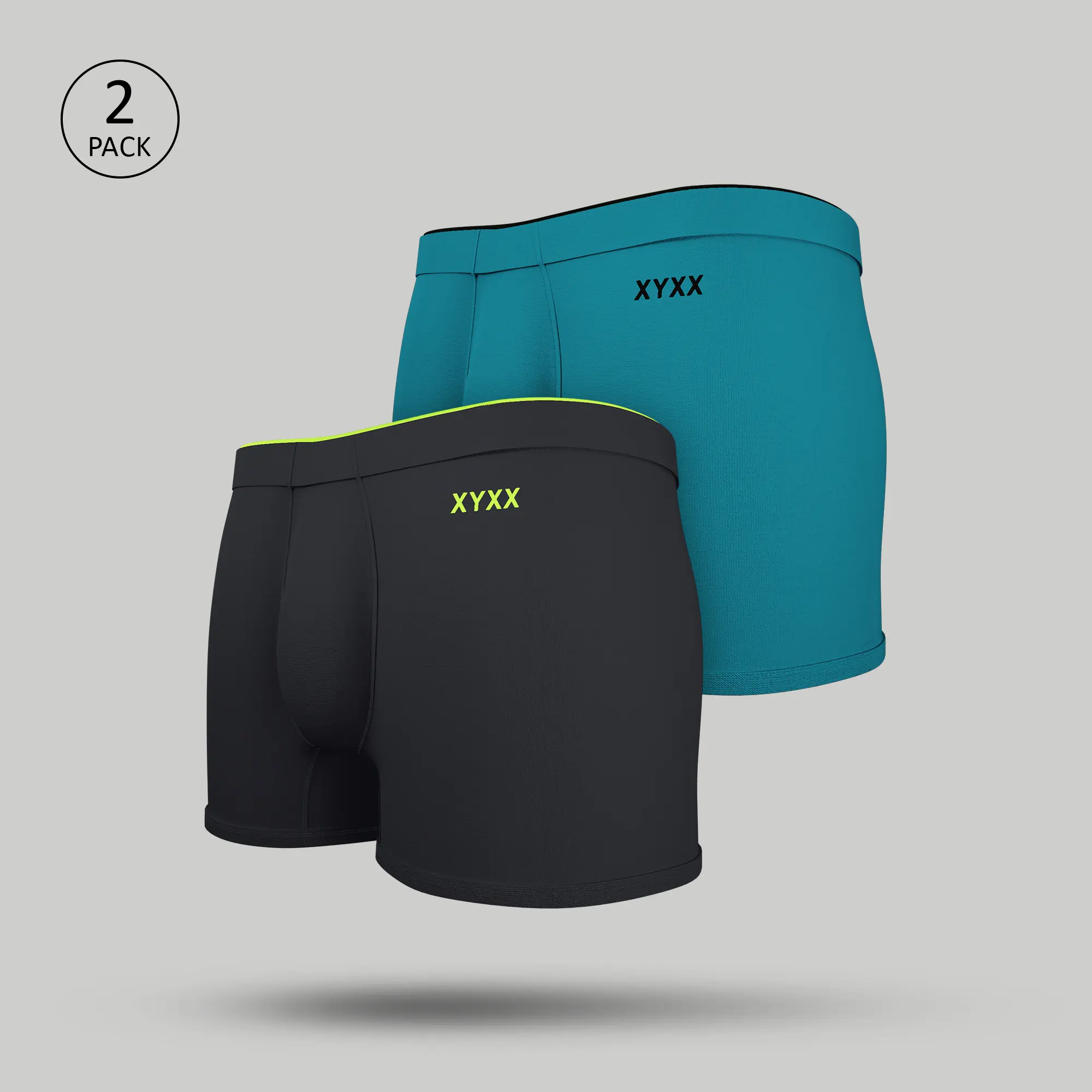 Uno Cotton Trunks Pack of 2 (Graphite Grey/Ocean Blue) - Image 2