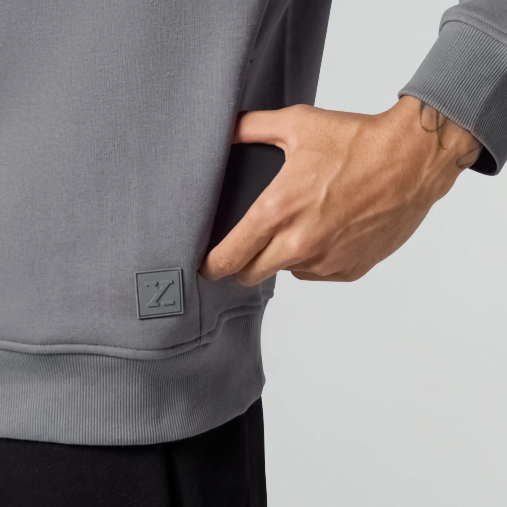 Pulse French Terry Cotton Blend Oversized Hoodie and Sweatpants Co Ord Set Opal Grey And Pitch Black - Image 6