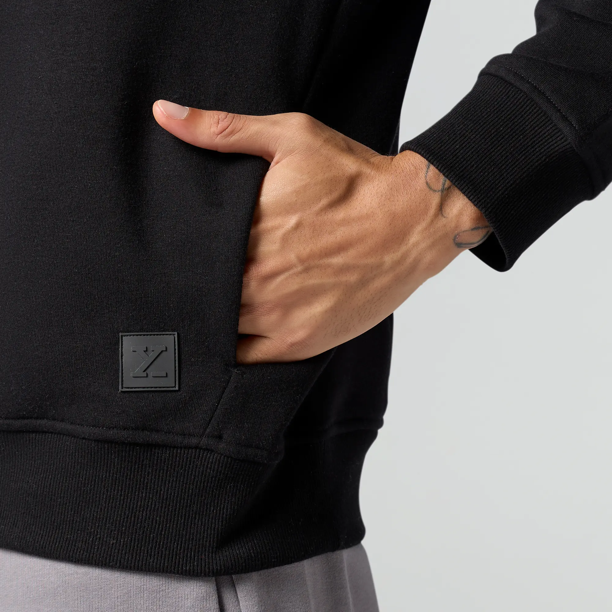 Pulse French Terry Cotton Blend Oversized Hoodie And Sweatpants Co Ord Set Pitch Black And Opal Grey - Image 5
