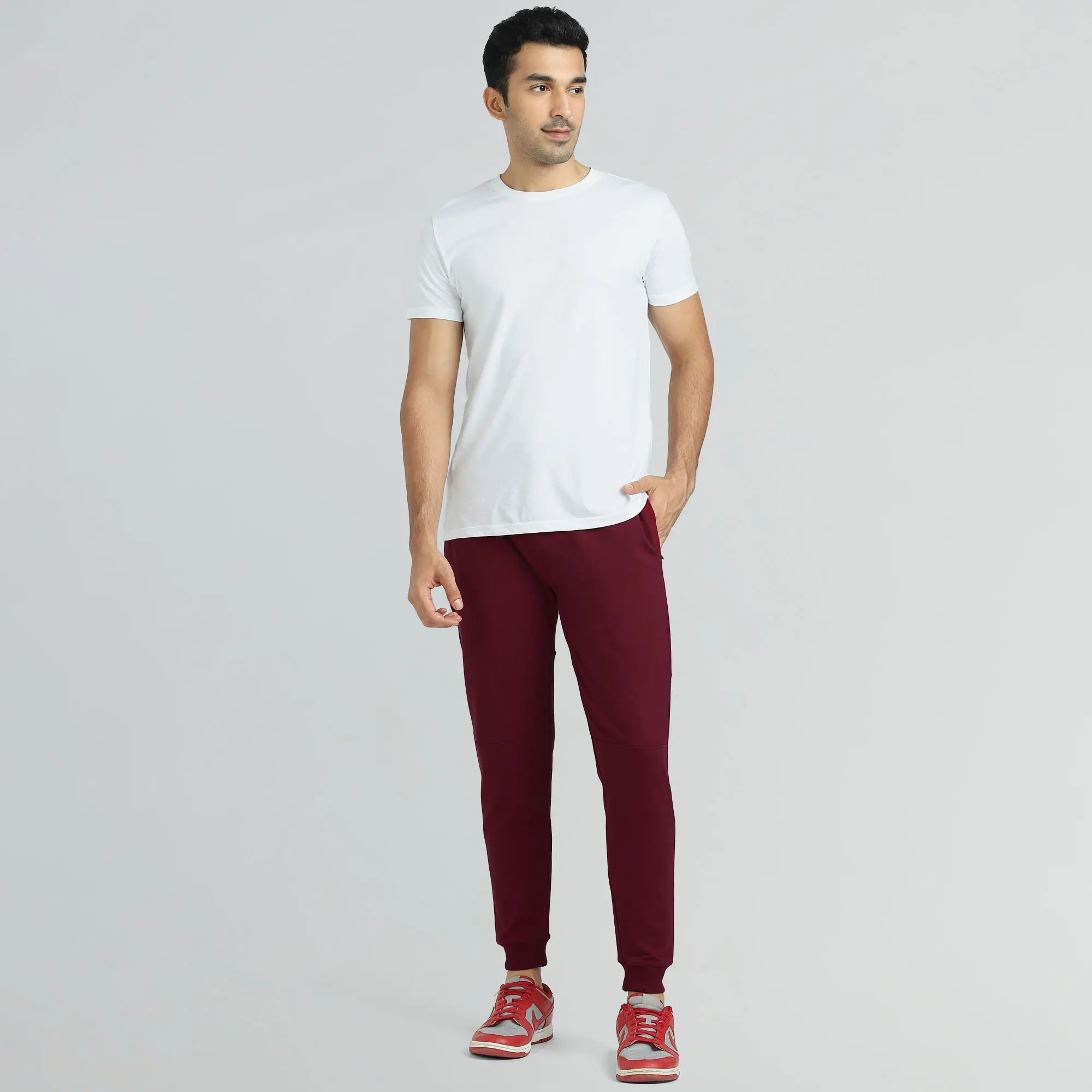 Quest French Terry Cotton-Blend Joggers Scarlet Red - Image 3