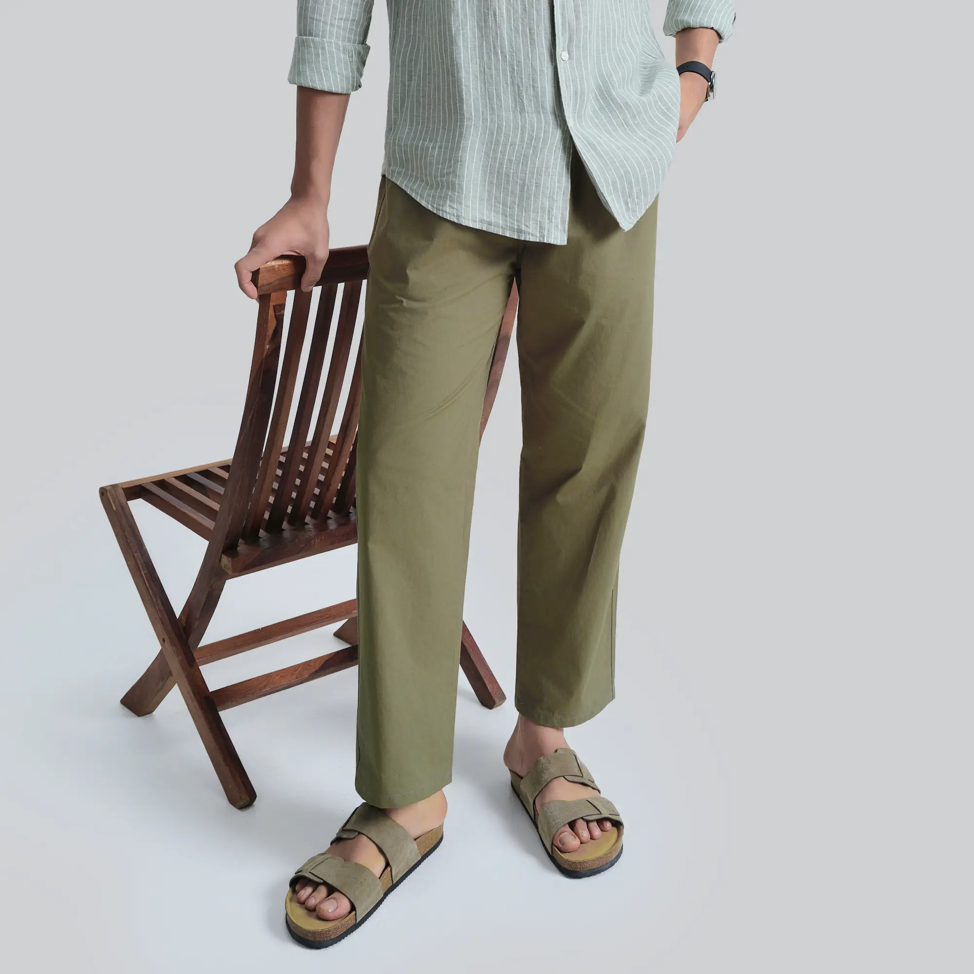 Zen Cotton Easy Pants Olive Green - Image 2